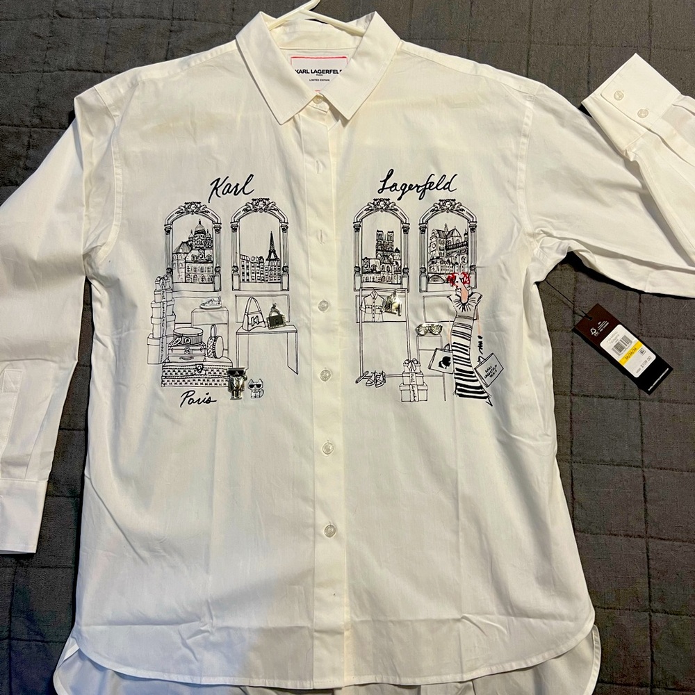 Karl lagerfeld white button down  size medium